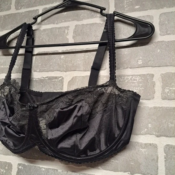 Skims Womens Satin Lace Black Floral Sexy Bra Full Coverage Size 36DD - Picture 2 of 10
